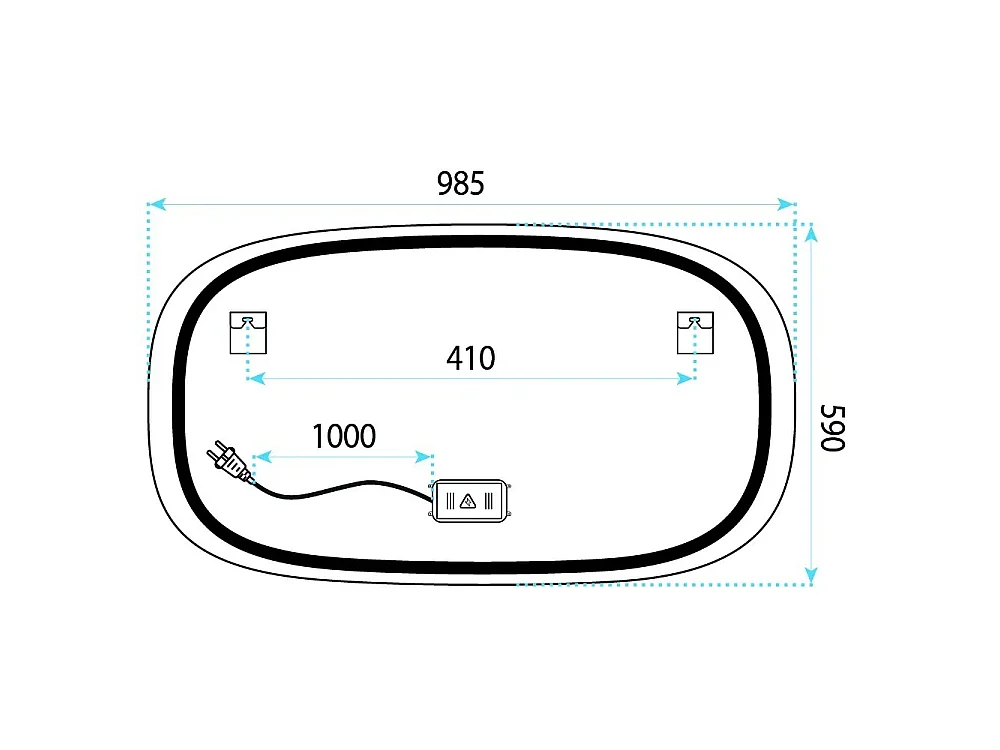 Rea Top-4 LED-spejl gennemsigtig, 2X100X60CM