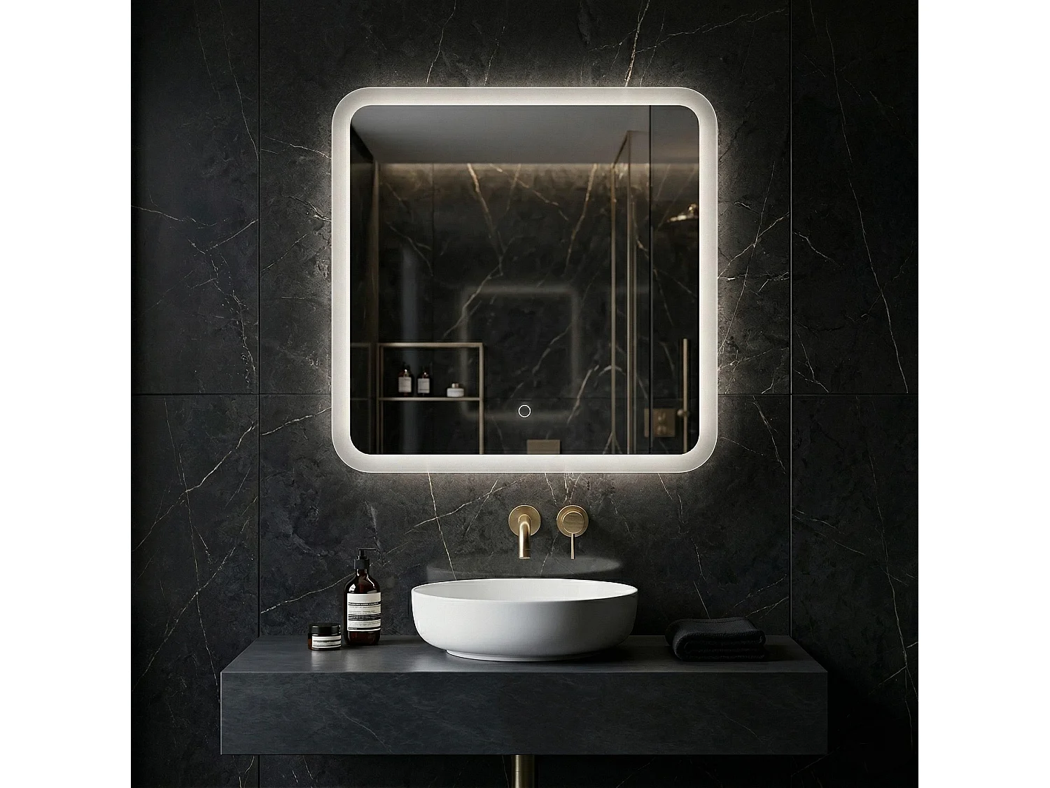 Rea Top-2 70X70 LED-spejl gennemsigtig, 70X70X2CM