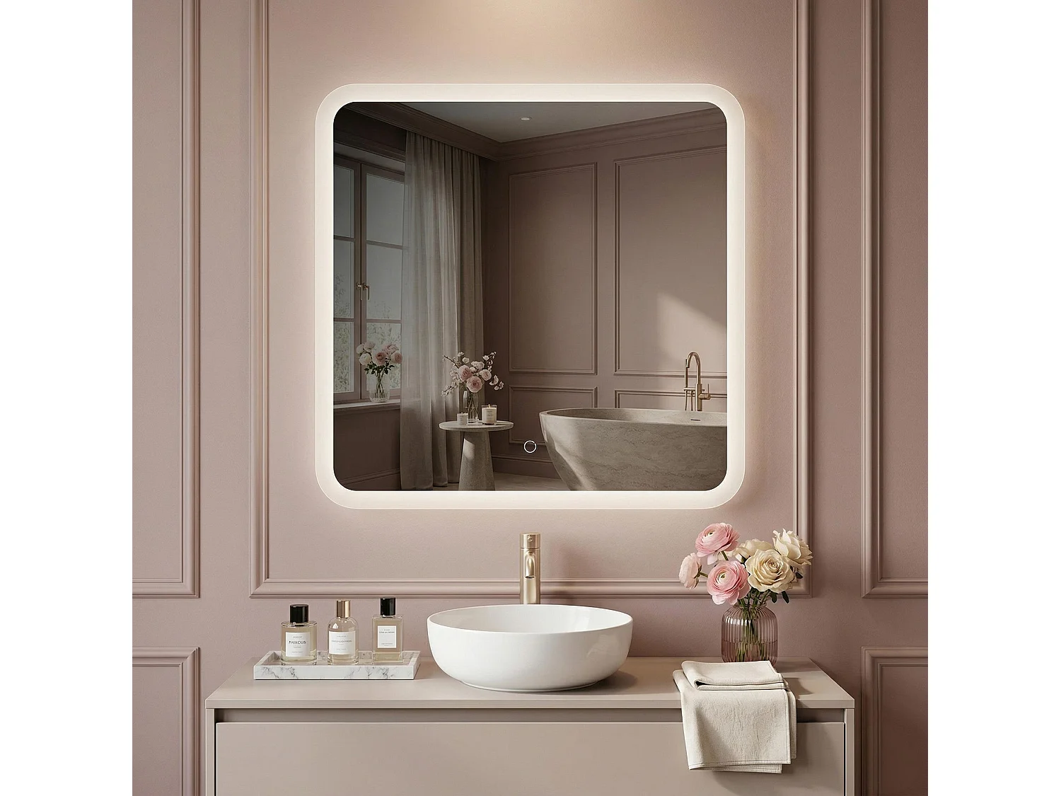 Rea Top-2 70X70 LED-spejl gennemsigtig, 70X70X2CM