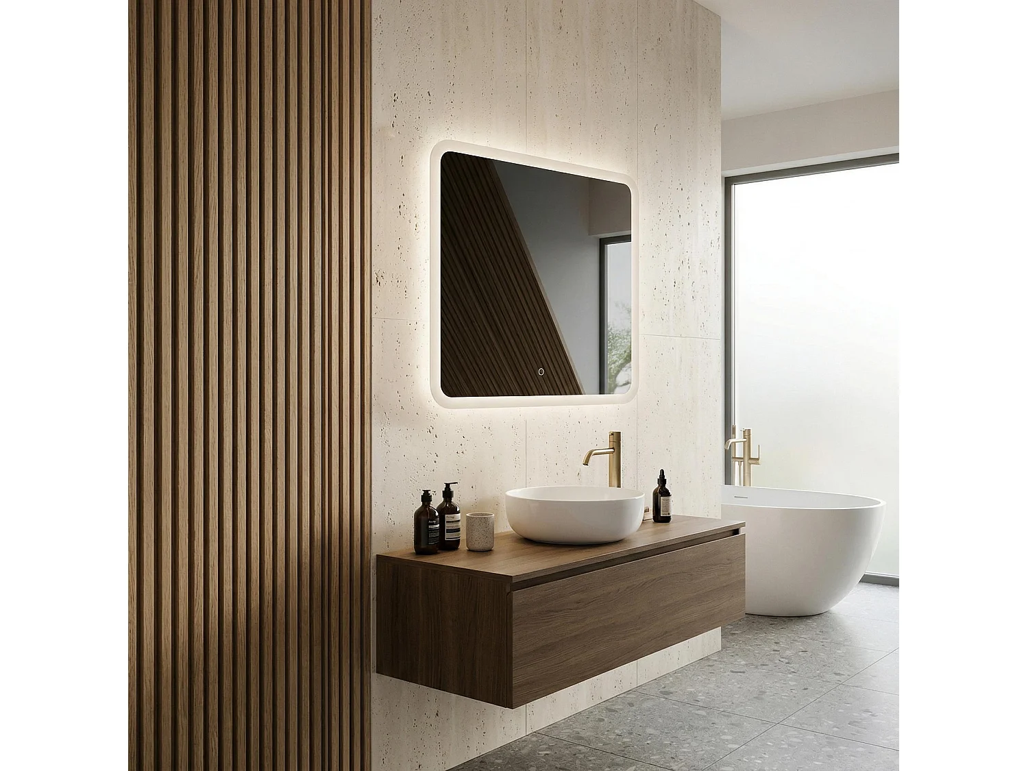 Rea Top-2 70X70 LED-spejl gennemsigtig, 70X70X2CM
