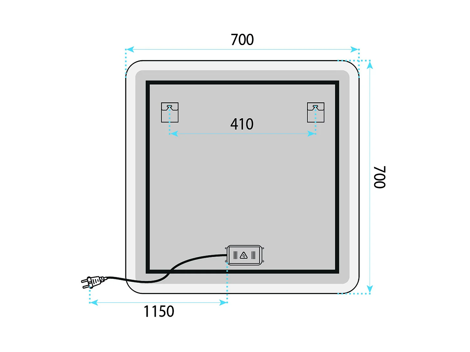 Rea Top-2 70X70 LED-spejl gennemsigtig, 70X70X2CM