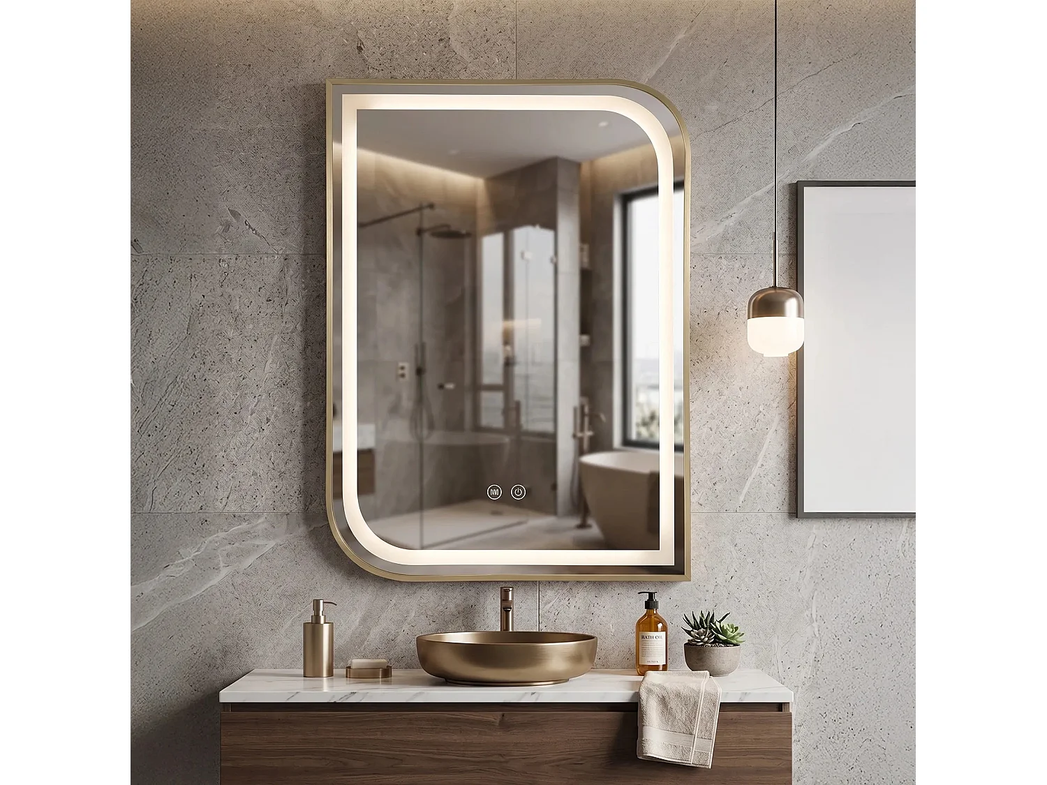 Spiegel Rea Zone 80X60 Led Gold