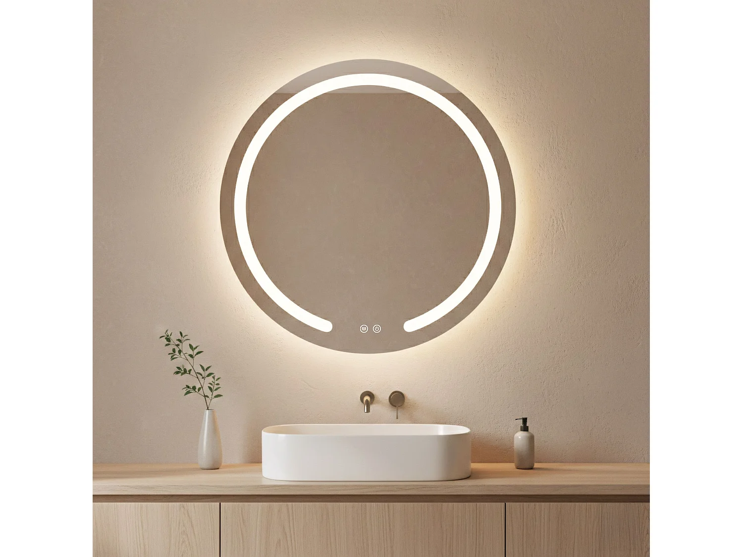 Rea Modern LED-spejl gennemsigtig, 2,5X70X70CM