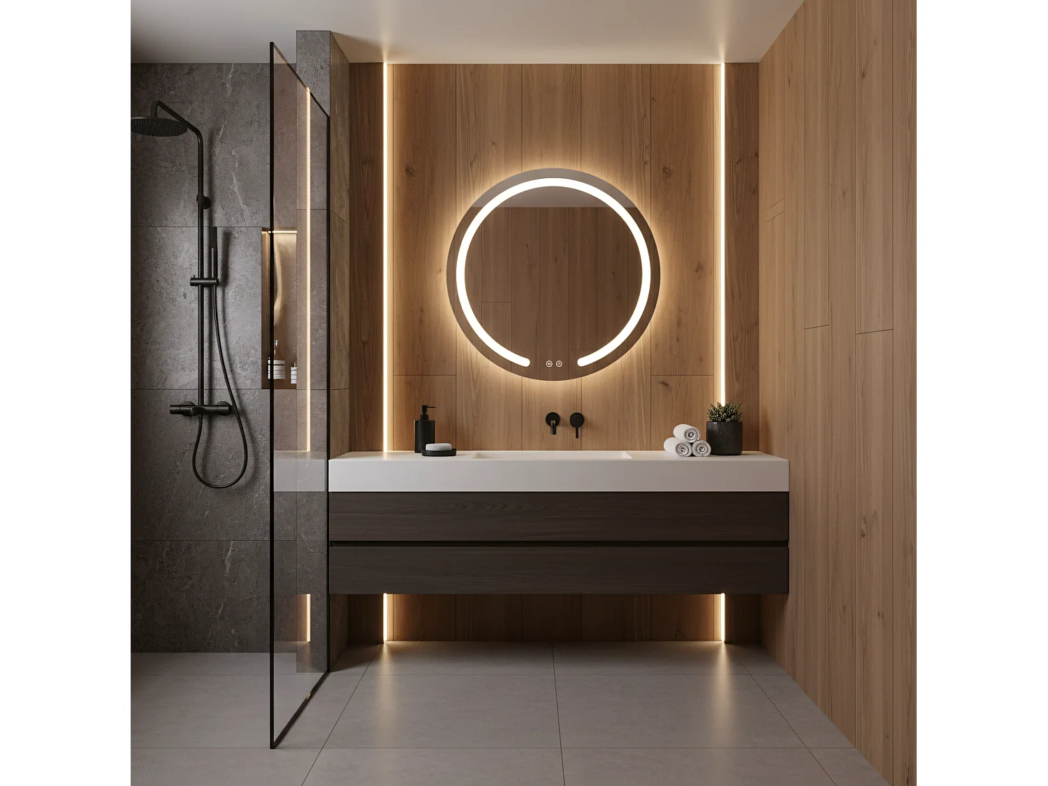 Rea Modern LED-spejl gennemsigtig, 2,5X70X70CM