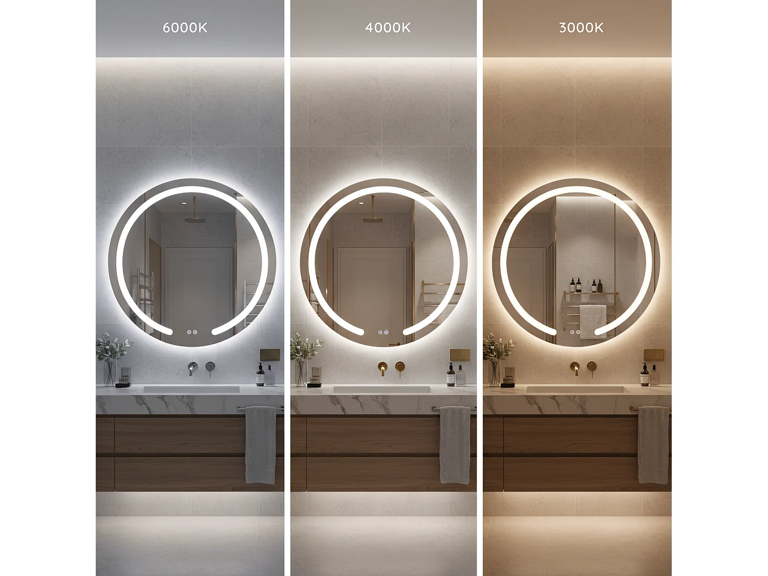 Rea Modern LED-spejl gennemsigtig, 2,5X70X70CM