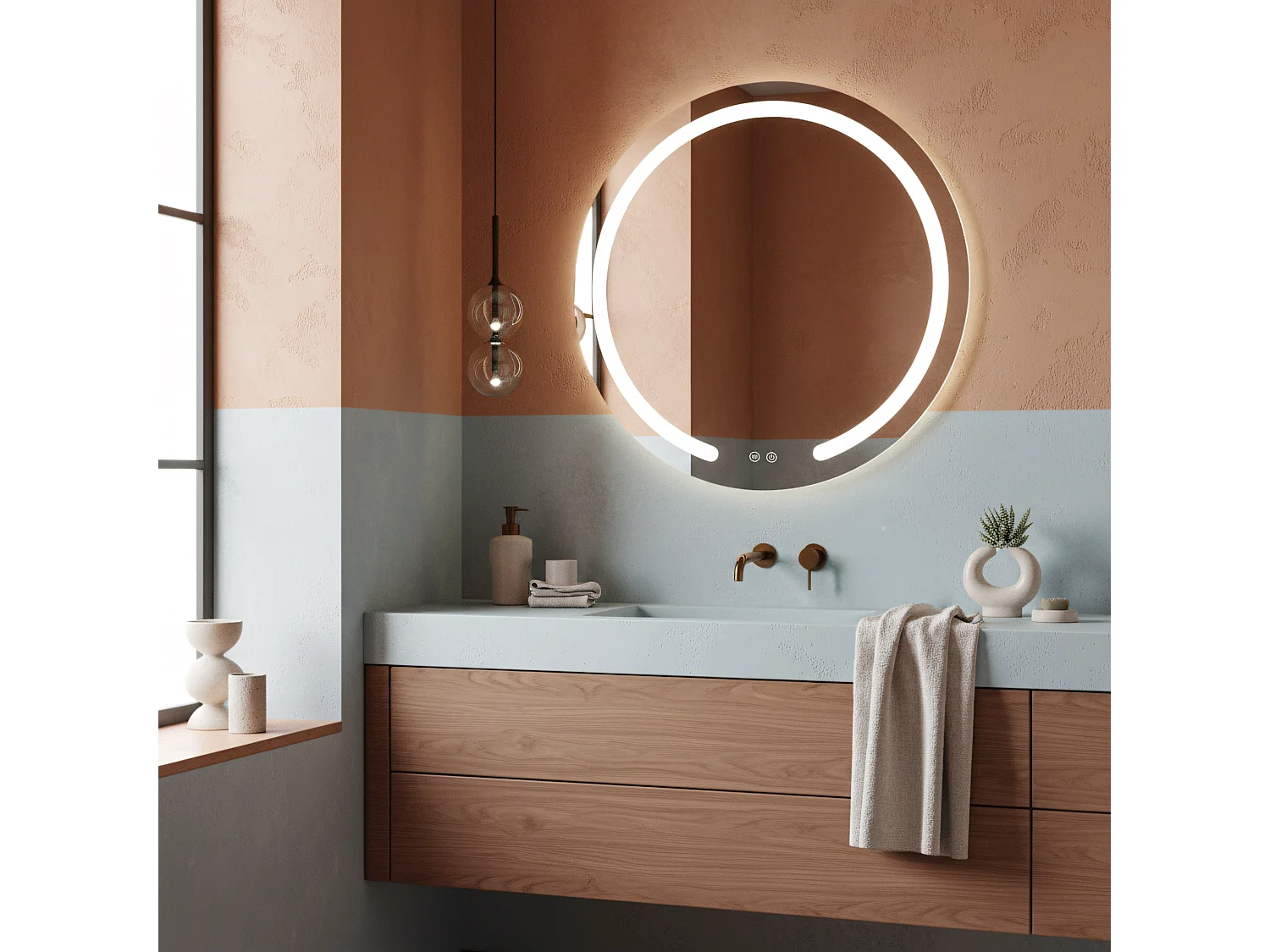 Rea Modern LED-spejl gennemsigtig, 2,5X70X70CM