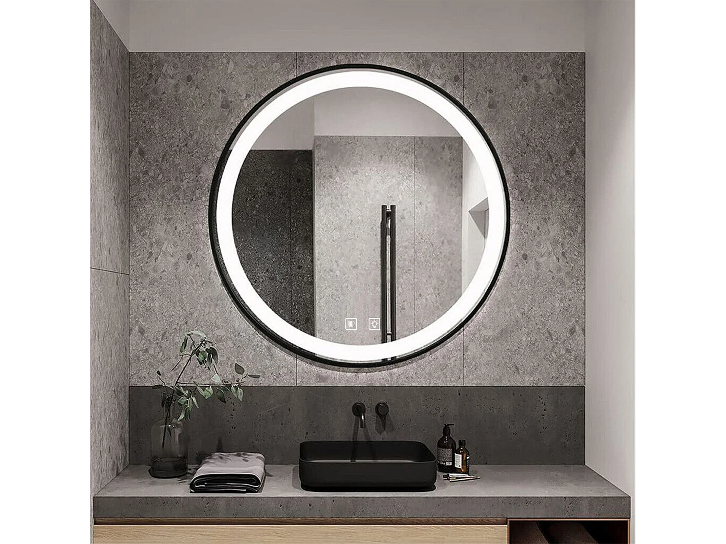 Rea Mmj LED-spejl sort, 2X100X100CM