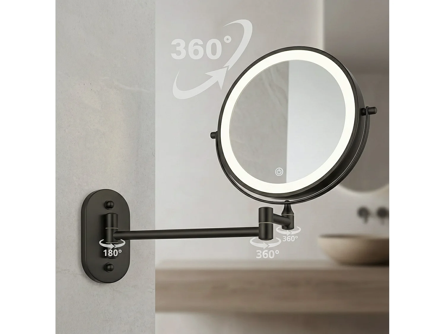 Spiegel Rea Glow Led Black