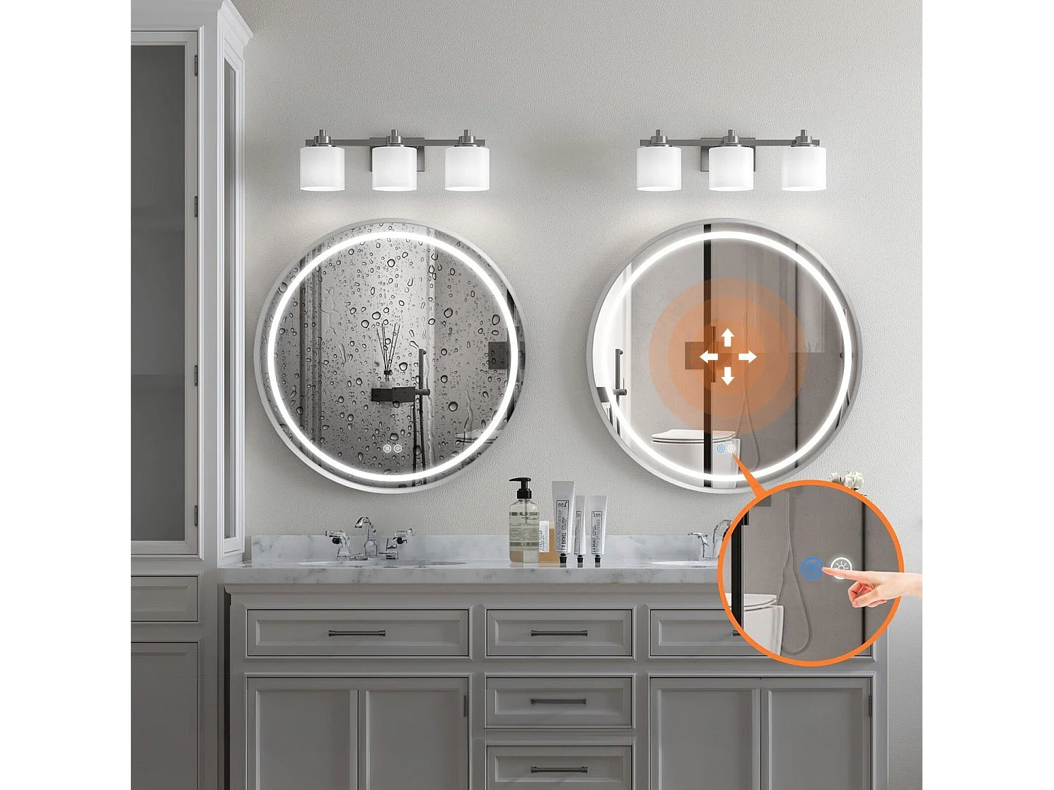 Rea Mmj LED-spejl børstet stål, 50X50X50CM