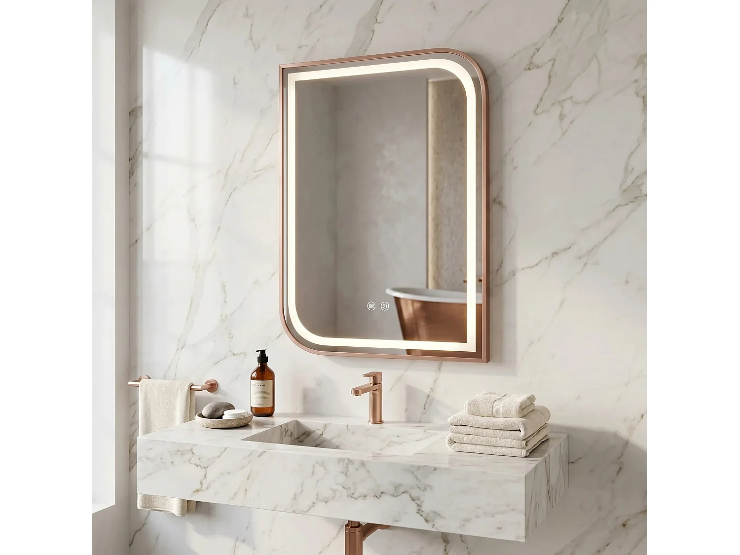 Spiegel Rea Zone 80X60 Led Brush Rose Gold