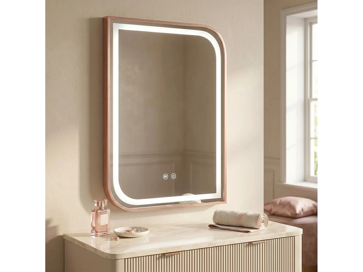 Spiegel Rea Zone 80X60 Led Brush Rose Gold