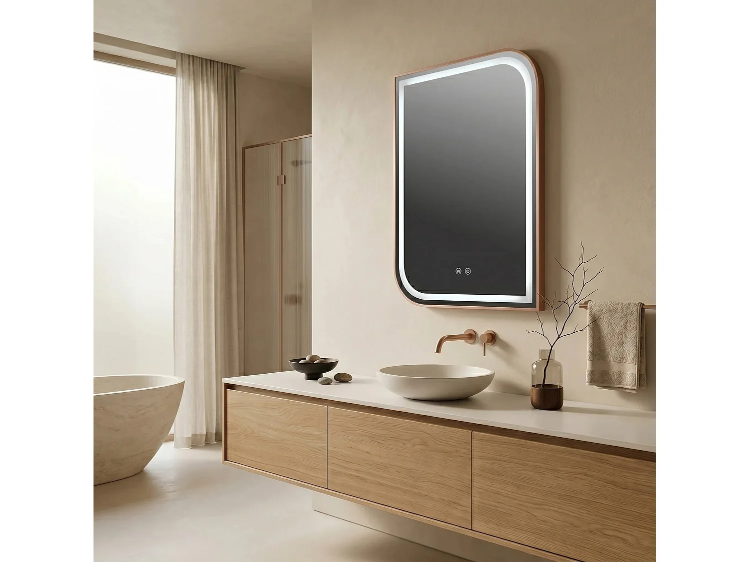 Spiegel Rea Zone 80X60 Led Brush Rose Gold