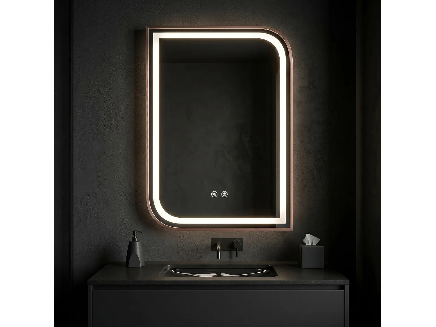 Spiegel Rea Zone 80X60 Led Brush Rose Gold