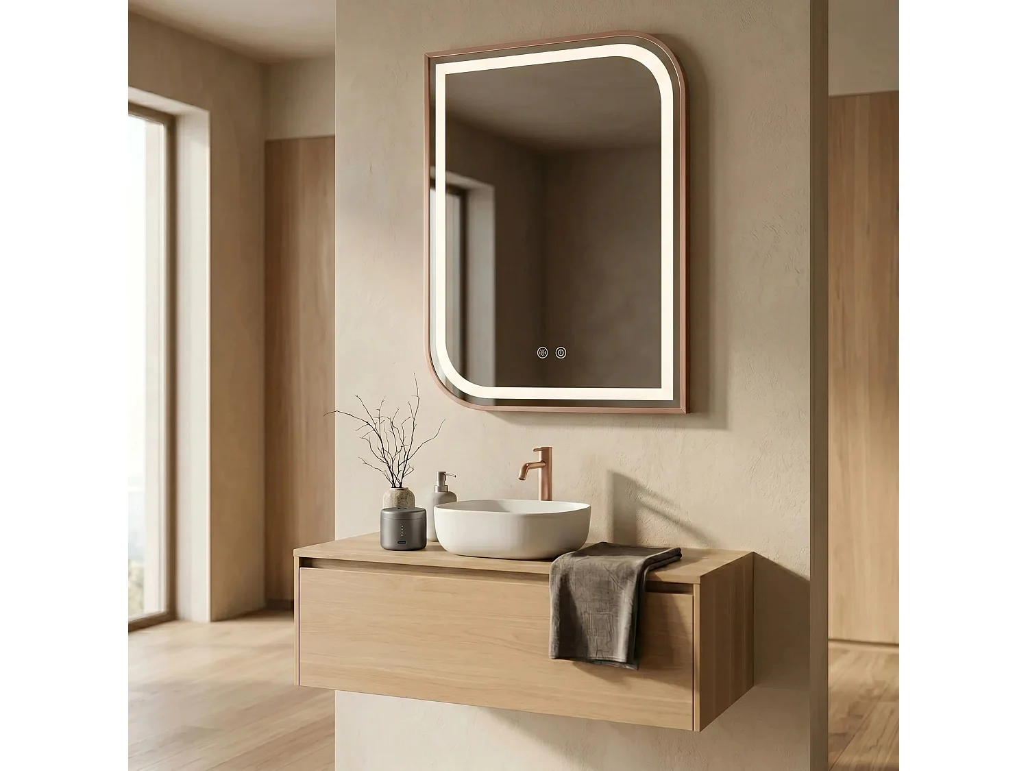 Spiegel Rea Zone 80X60 Led Brush Rose Gold