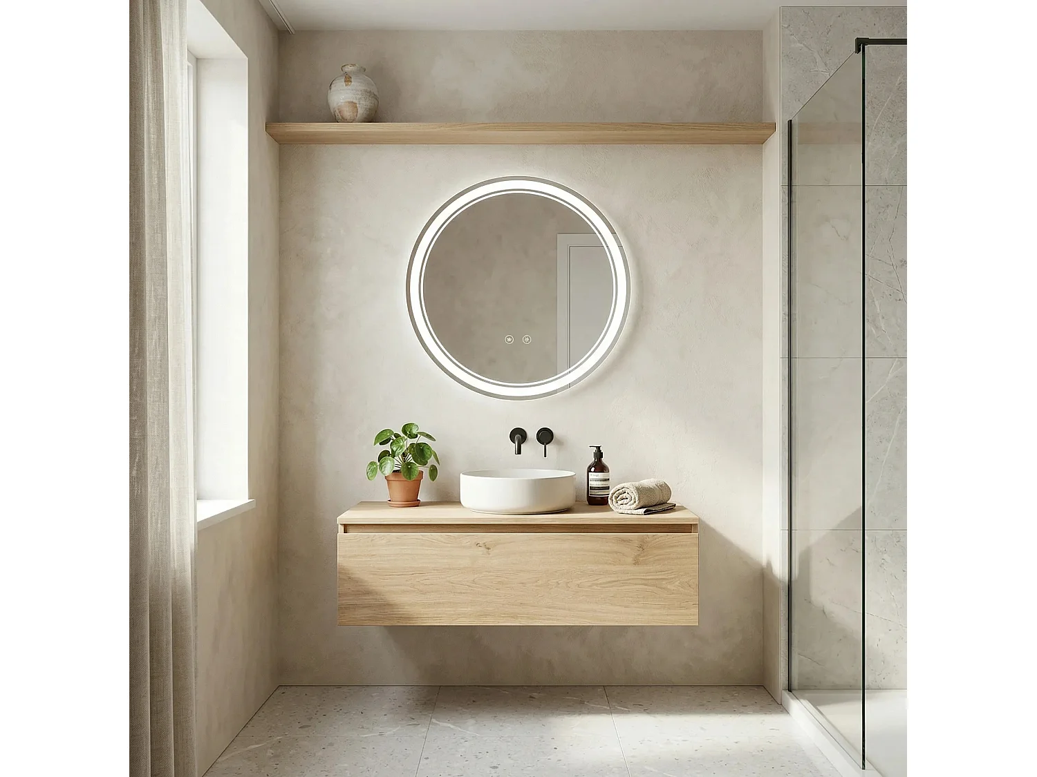 Rea Soft LED-spejl gennemsigtig, 2,5X60X60CM