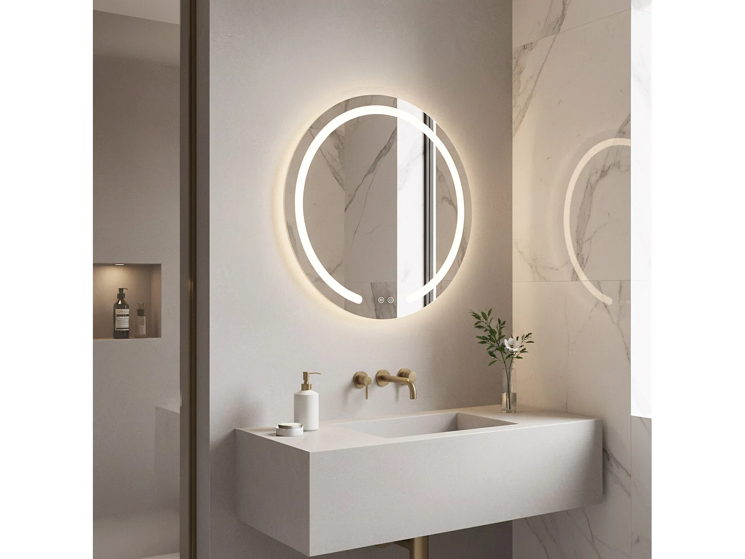 Rea Modern LED-spejl gennemsigtig, 2,5X60X60CM