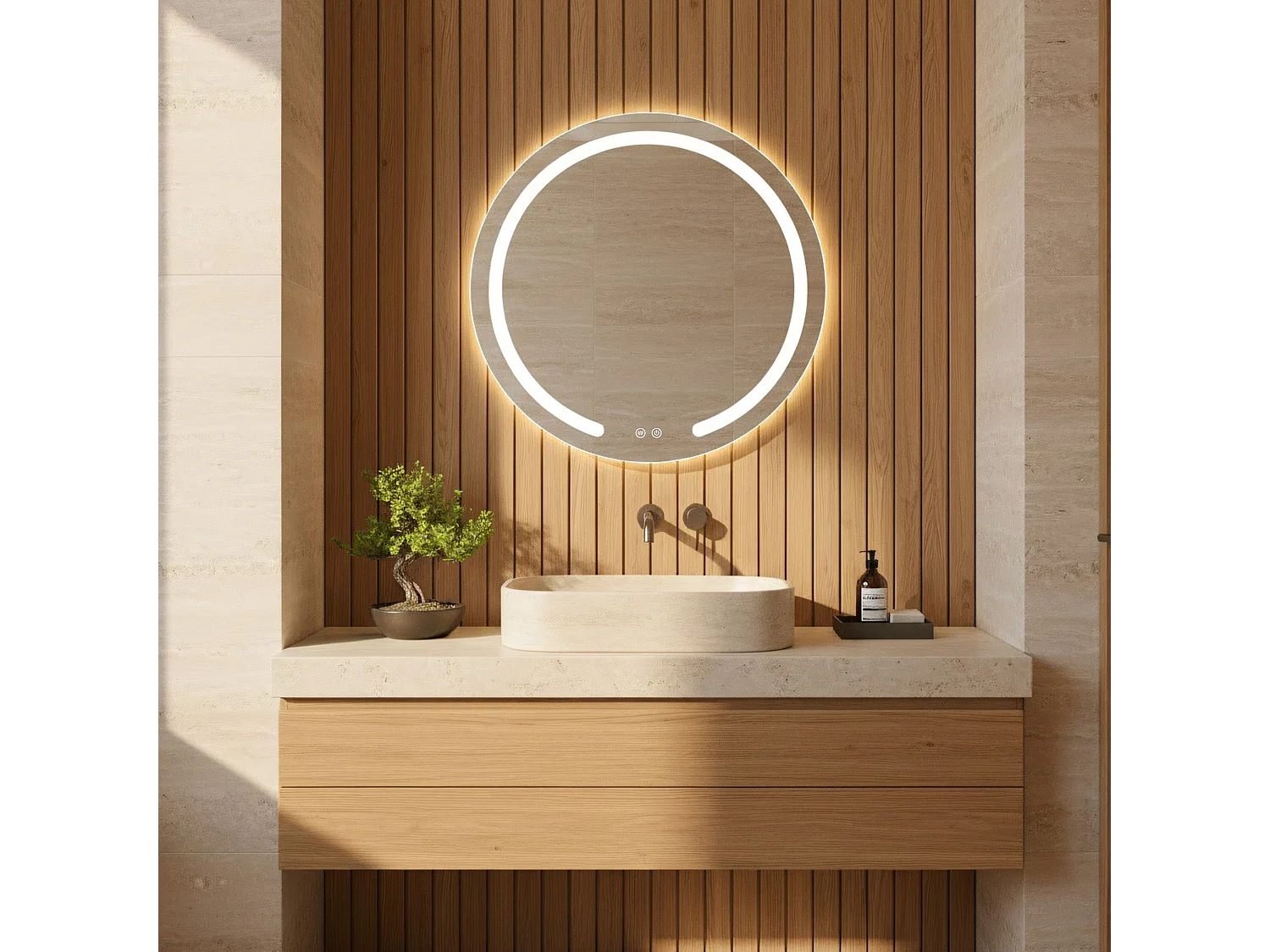 Rea Modern LED-spejl gennemsigtig, 2,5X60X60CM