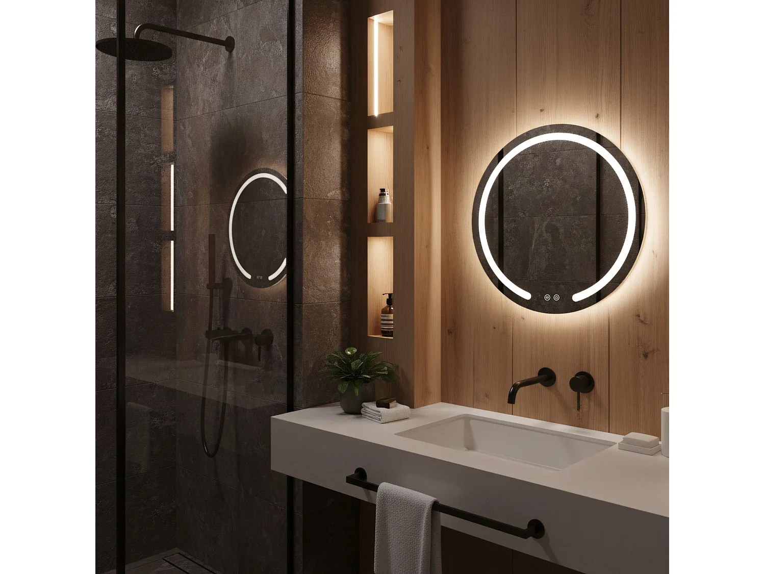 Rea Modern LED-spejl gennemsigtig, 2,5X60X60CM
