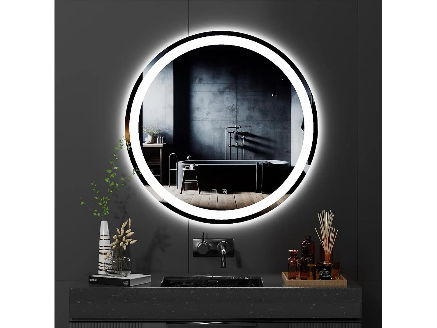 Rea Led P11239 Bas LED-spejl grå, 2X50X50CM