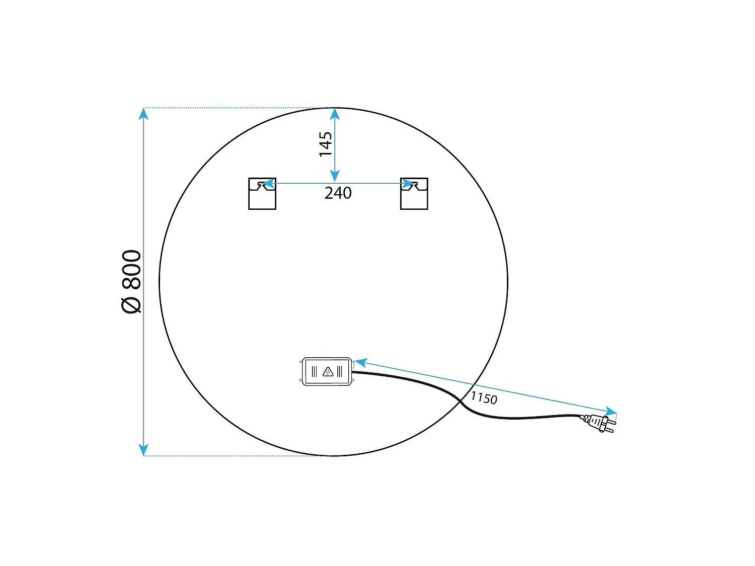 Rea Led P11397 Mmj LED-spejl sort, 80X80X80CM