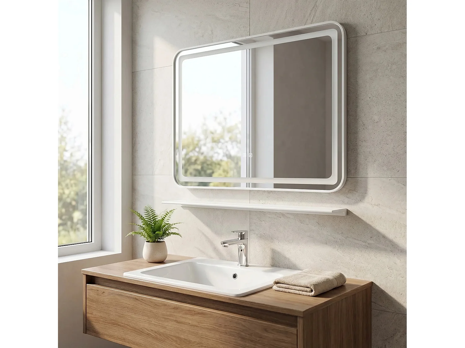 Rea L-8060 LED-spejl gennemsigtig, 3X80X60CM