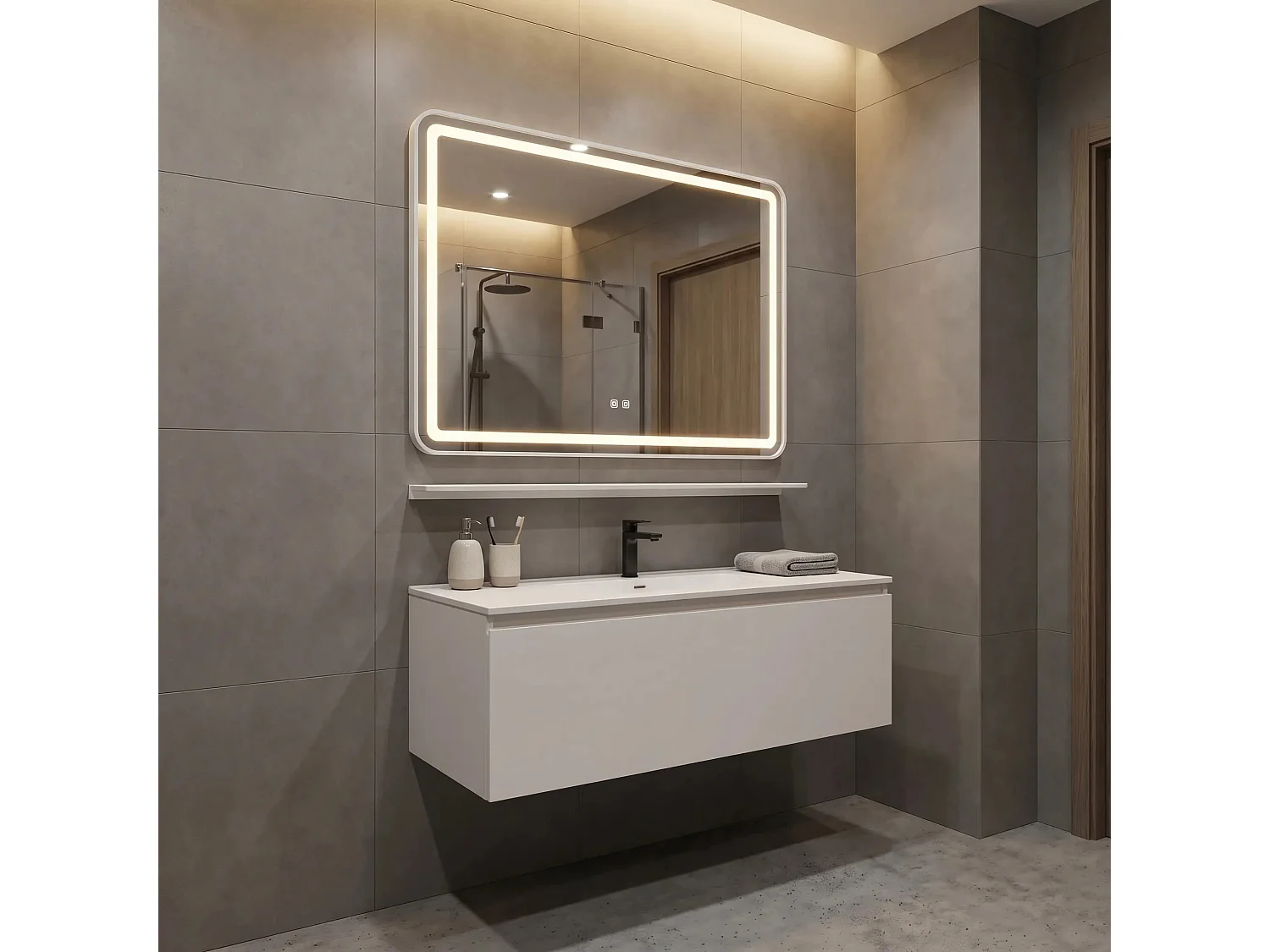 Rea L-8060 LED-spejl gennemsigtig, 3X80X60CM