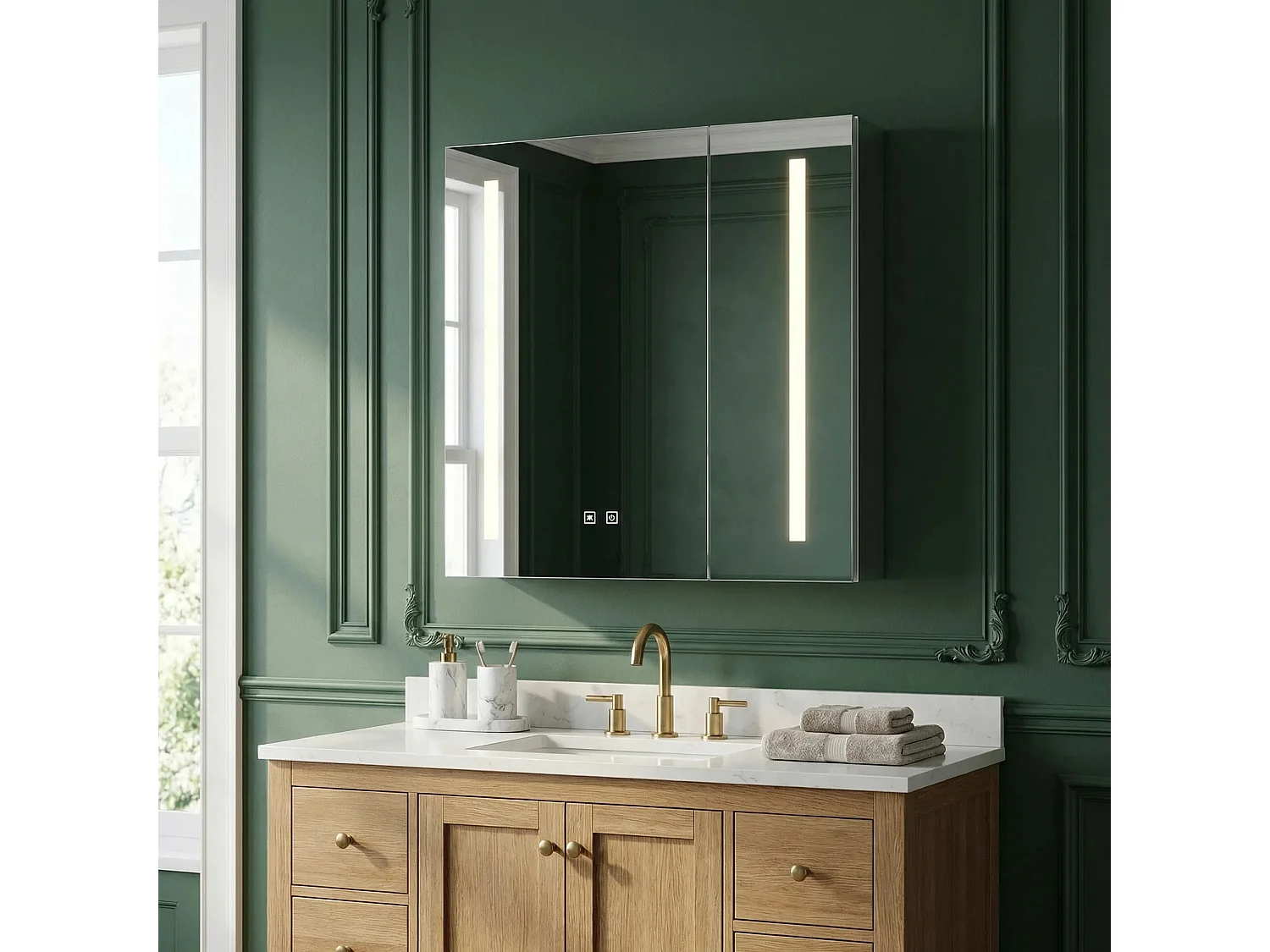 Armoire À Miroir Rea M1015-60 60X65 Led White