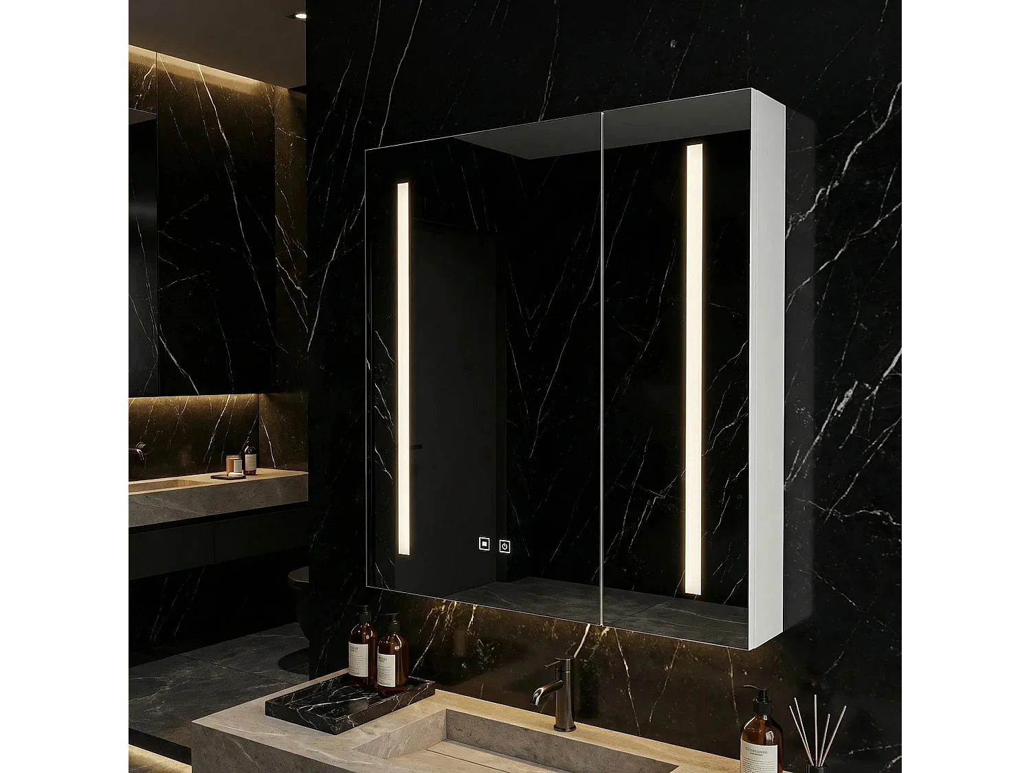 Armoire À Miroir Rea M1015-60 60X65 Led White