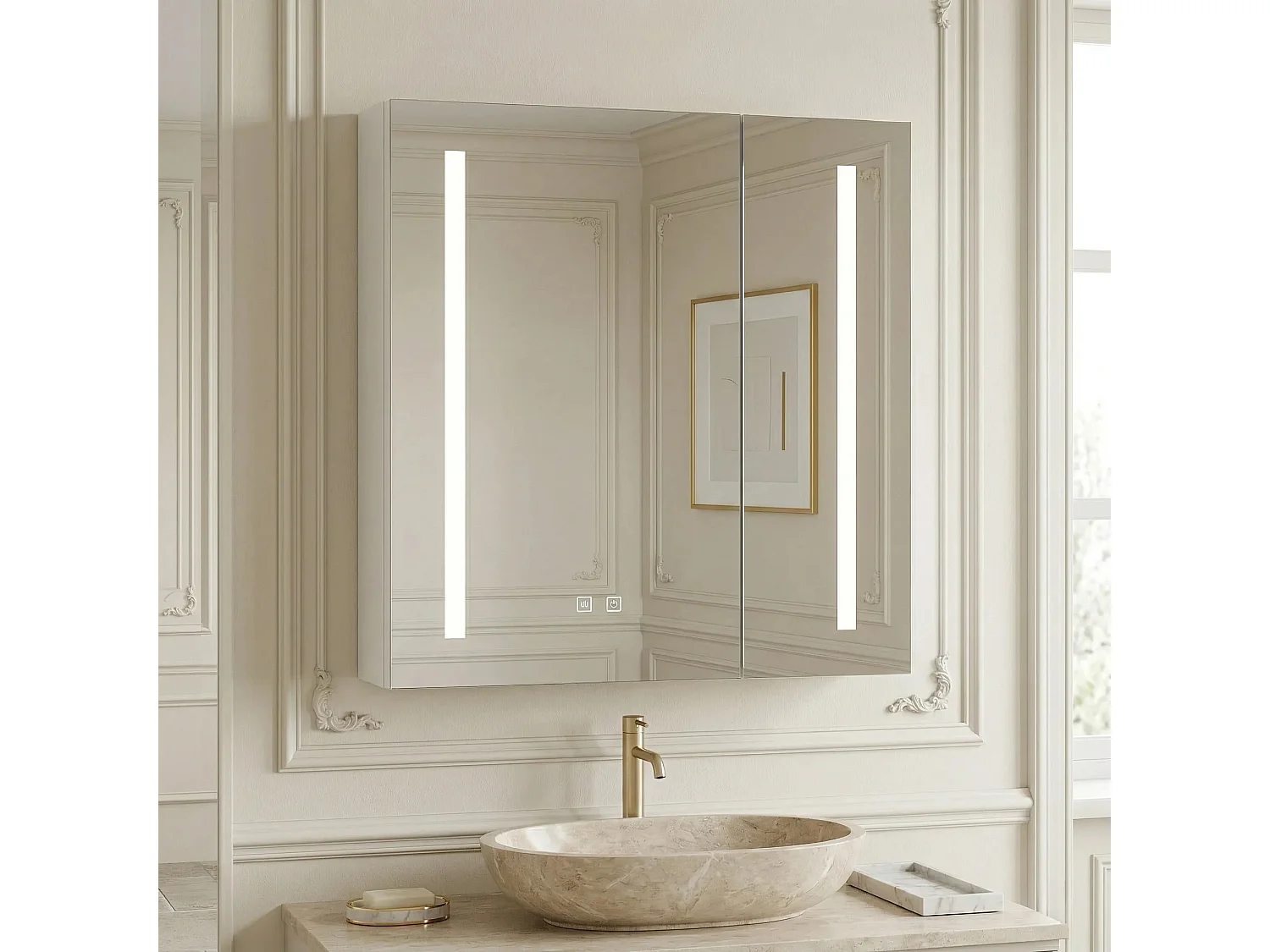 Armoire À Miroir Rea M1015-60 60X65 Led White
