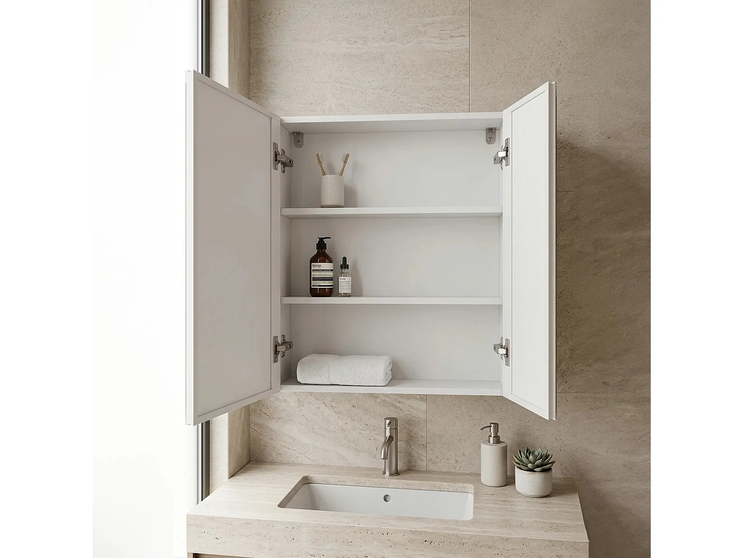 Armoire À Miroir Rea M1015-60 60X65 Led White