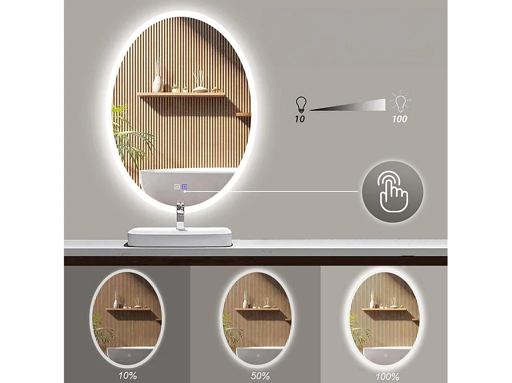 Rea Led Wwa LED-spejl krom, 2X60X80CM