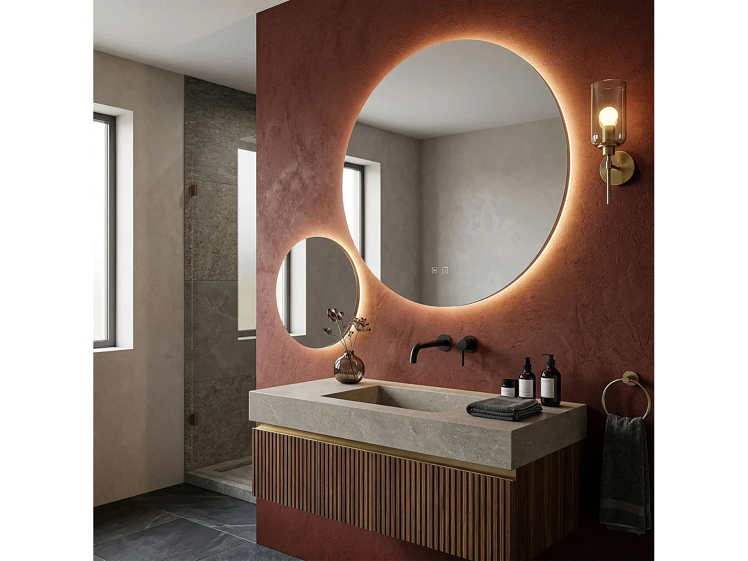 Rea R-9045 LED-spejl gennemsigtig, 2X90X90CM