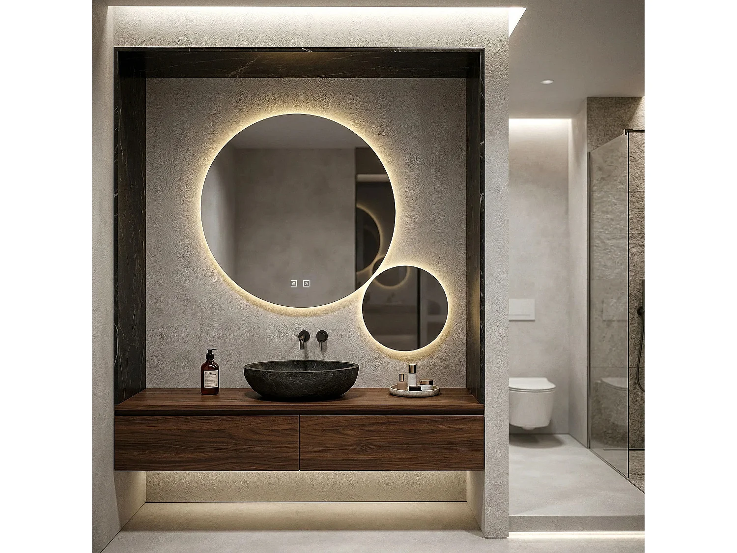 Rea R-9045 LED-spejl gennemsigtig, 2X90X90CM