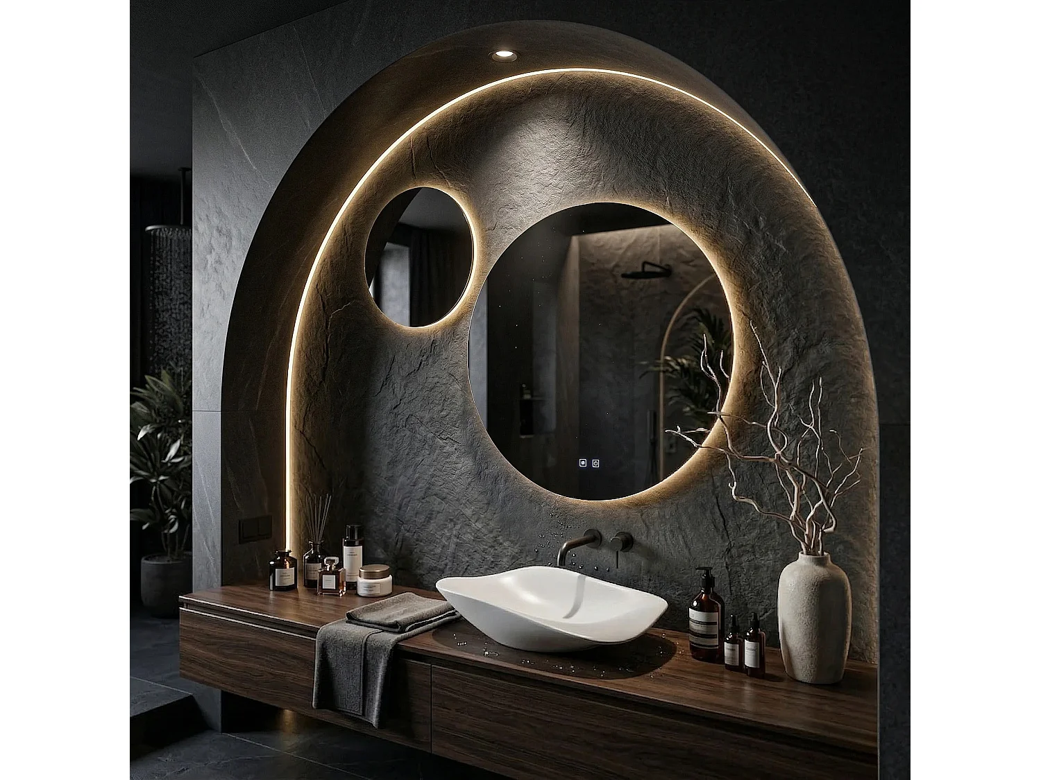 Rea R-9045 LED-spejl gennemsigtig, 2X90X90CM