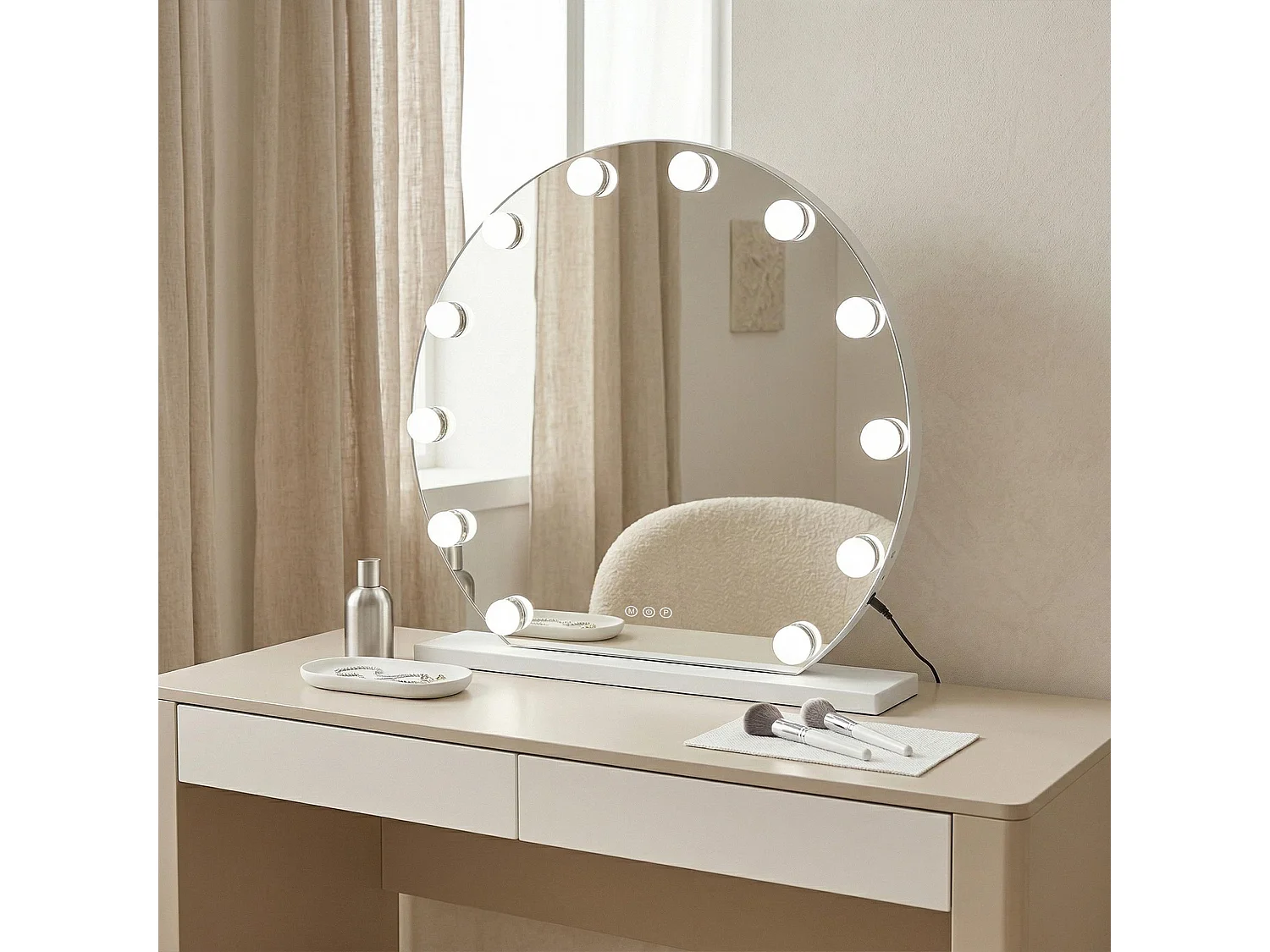 Rea Hollywood LED-spejl hvid, 50X47X12CM