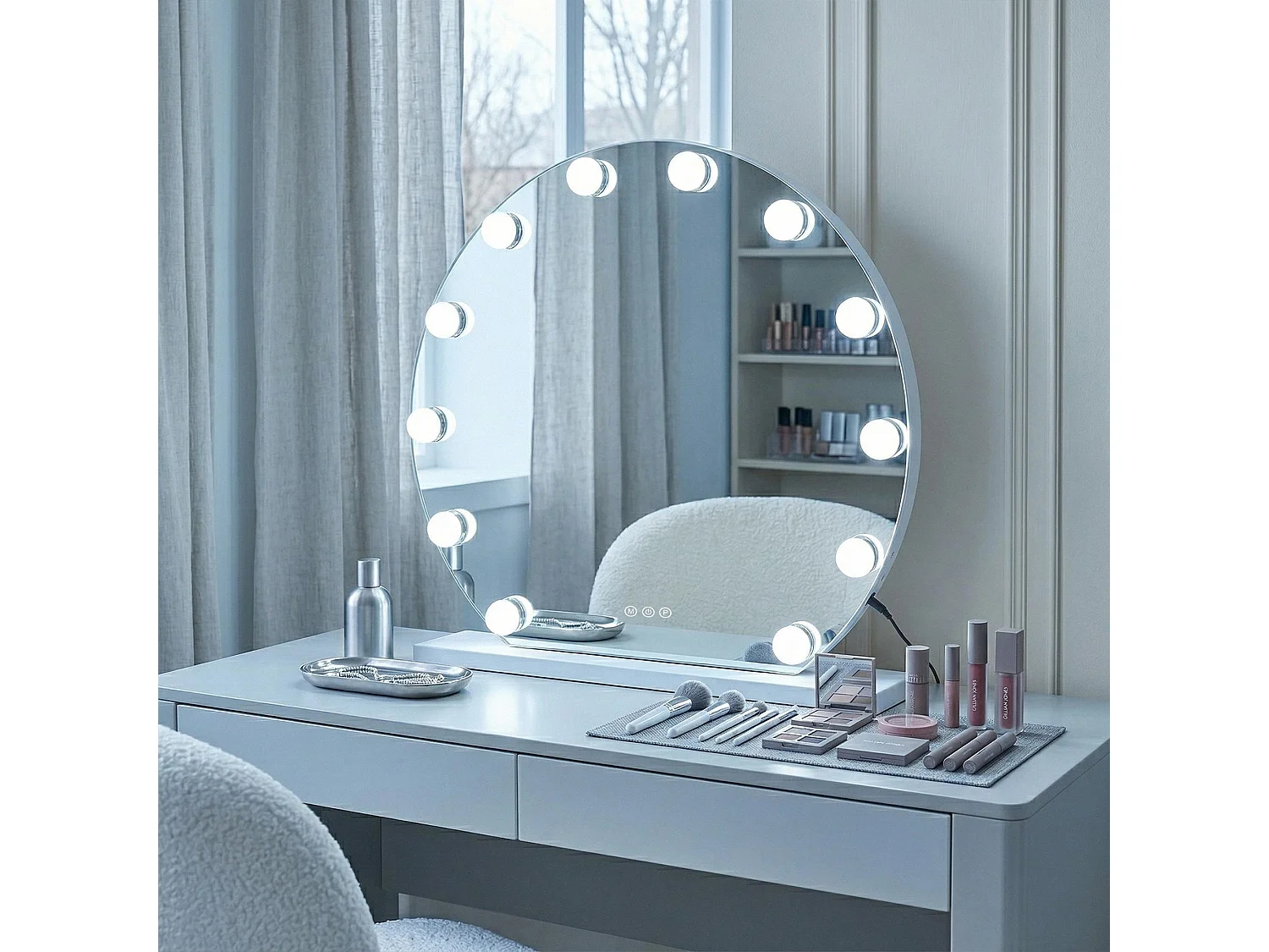 Rea Hollywood LED-spejl hvid, 50X47X12CM
