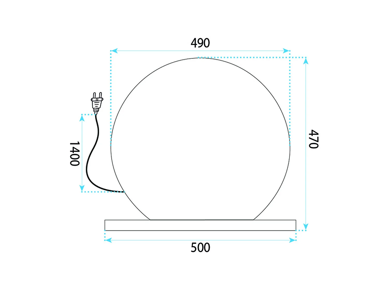 Rea Hollywood LED-spejl hvid, 50X47X12CM