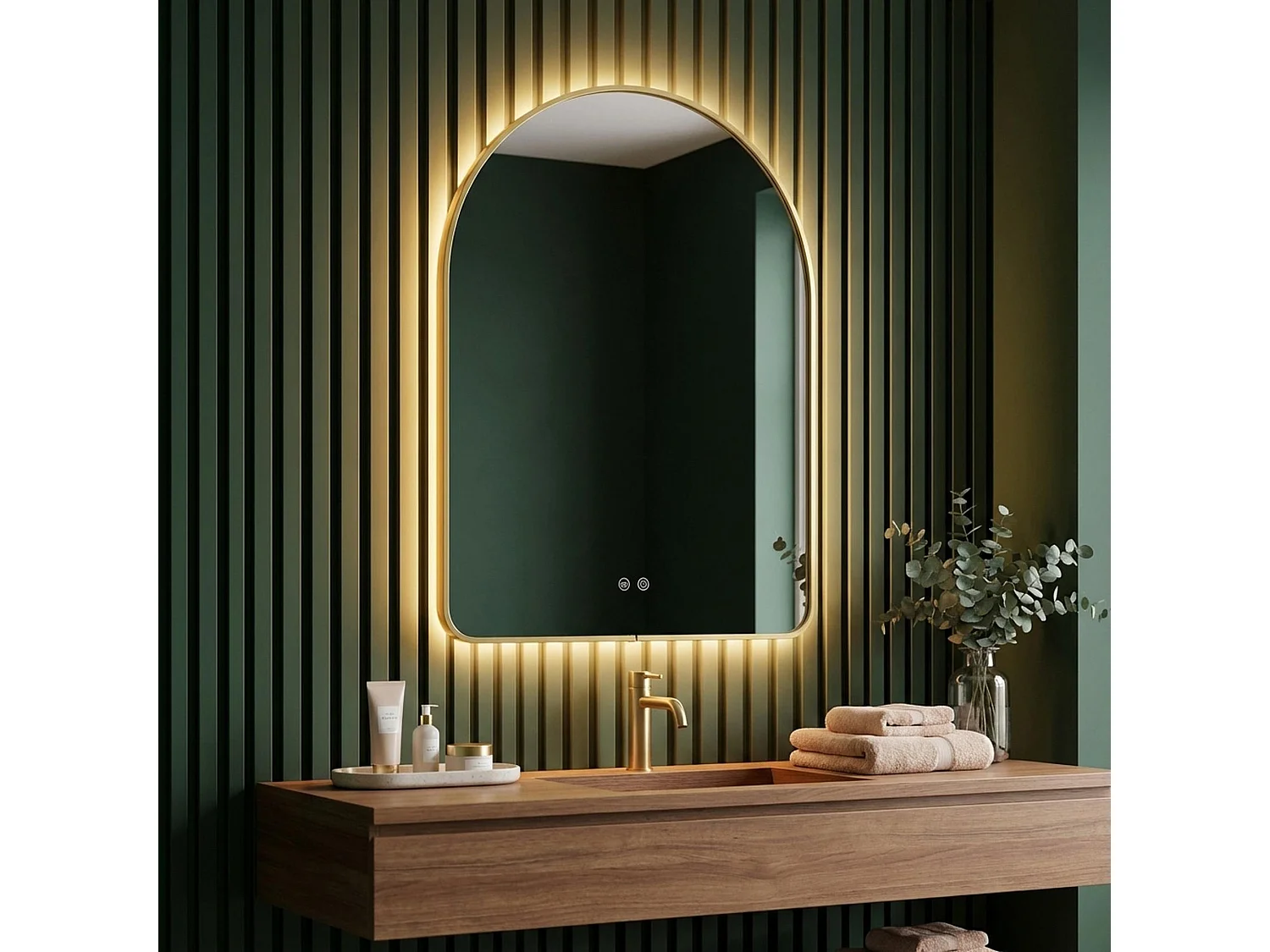 Spiegel Rea Camlot 80X60 Led Brush Gold