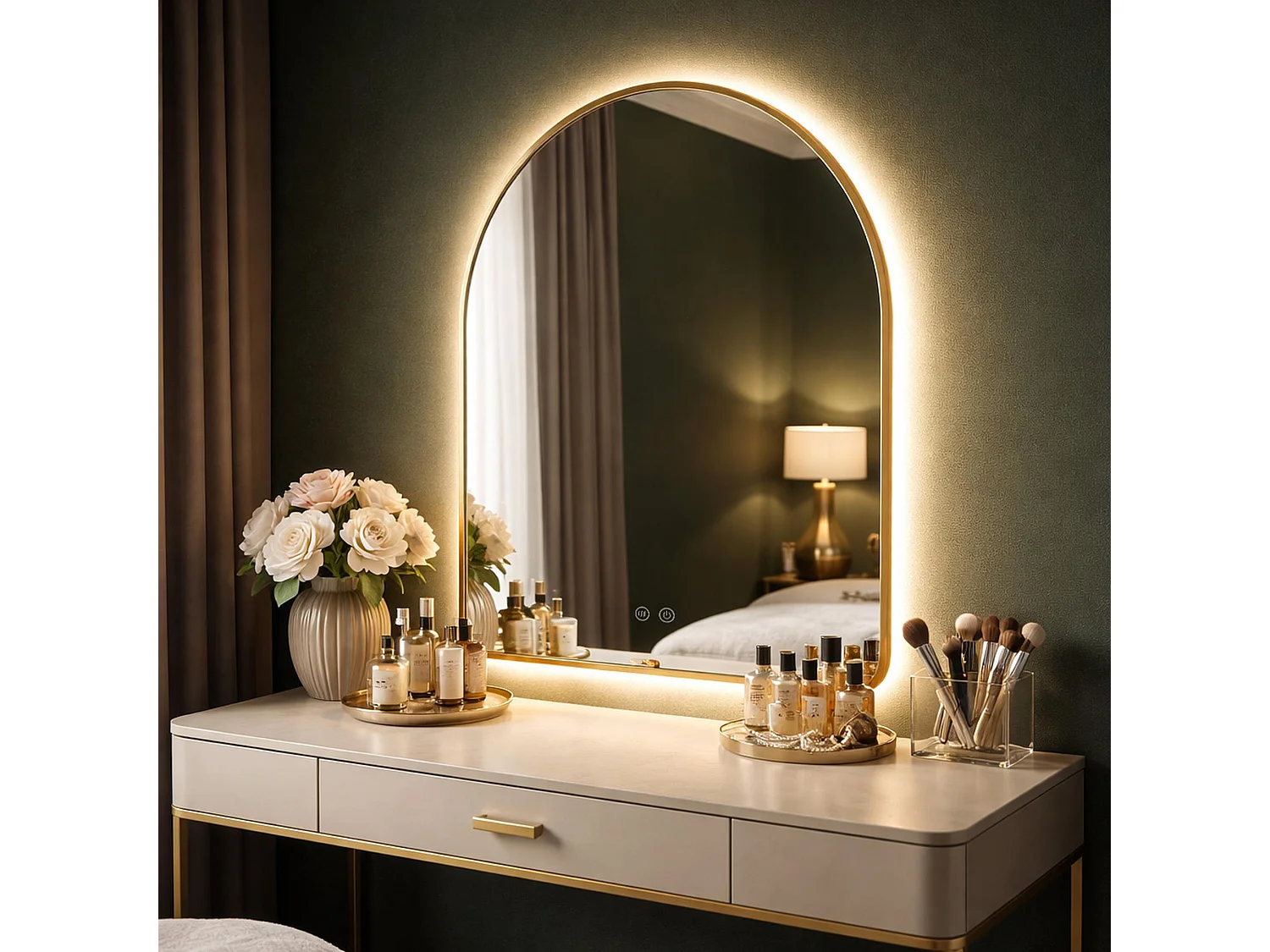 Spiegel Rea Camlot 80X60 Led Brush Gold