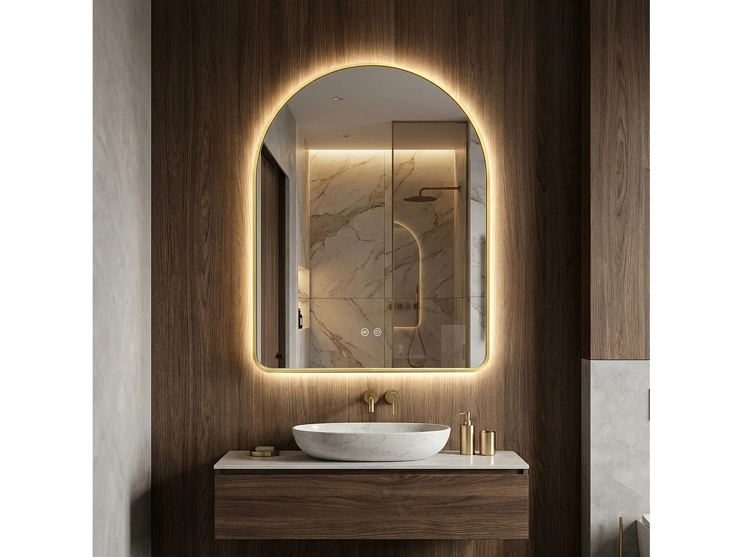 Spiegel Rea Camlot 80X60 Led Brush Gold