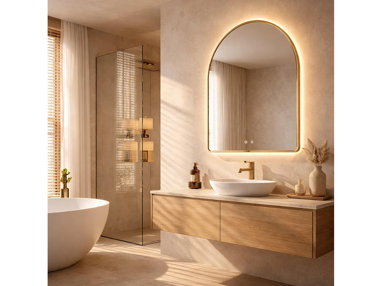 Spiegel Rea Camlot 80X60 Led Brush Gold