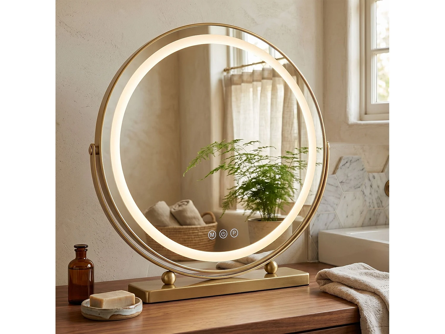 Spiegel Rea Make-Up Led Gold