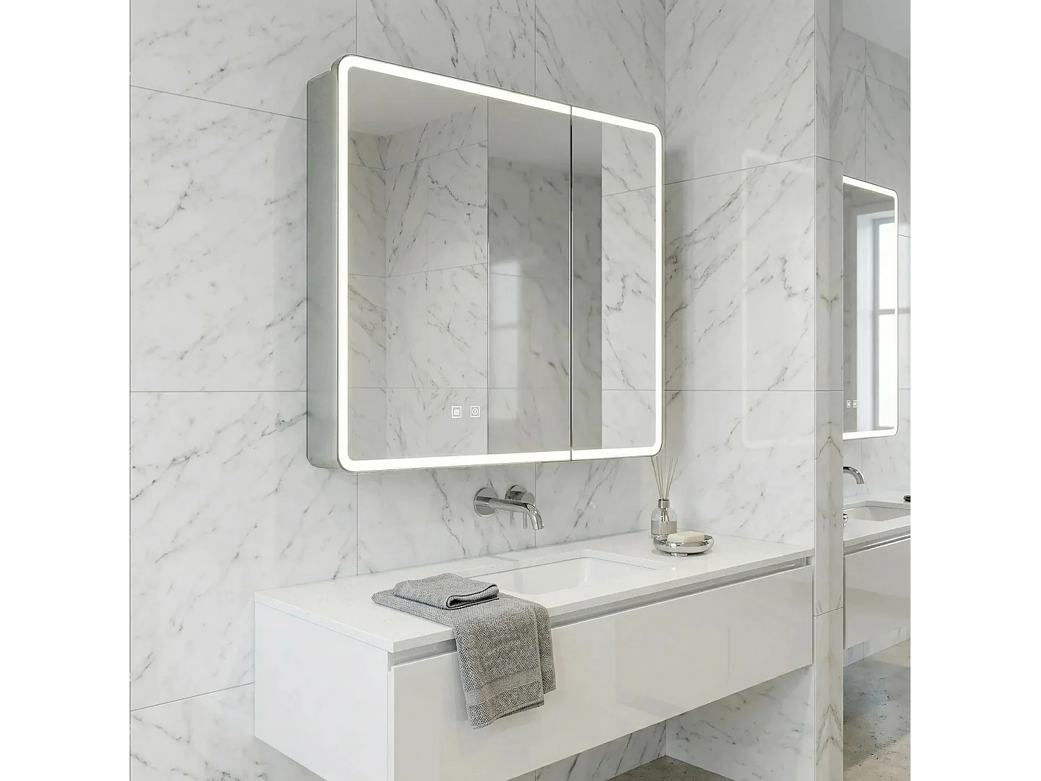 Armoire À Miroir Rea M1011-60 60X70 Led White