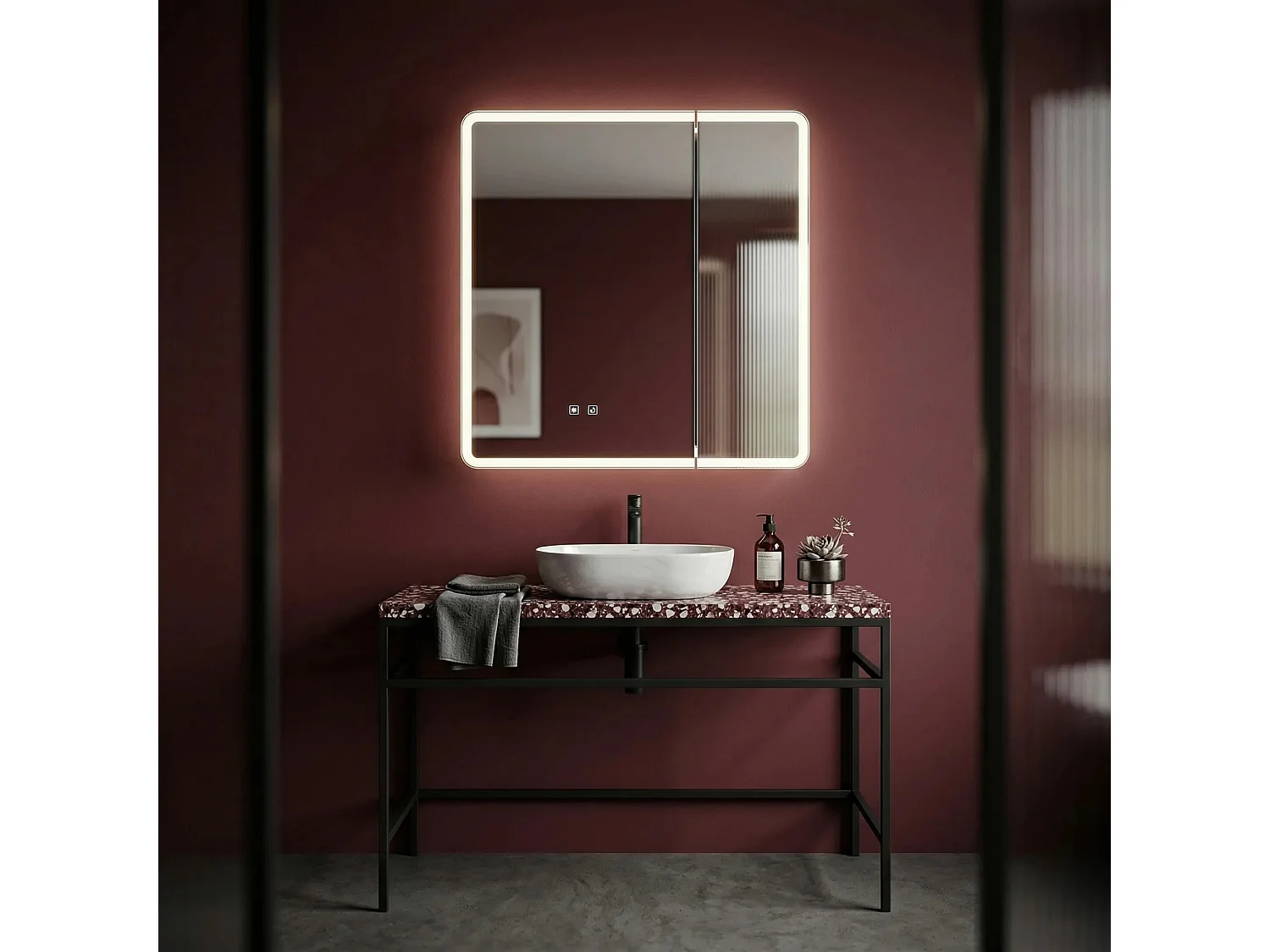 Armoire À Miroir Rea M1011-60 60X70 Led White