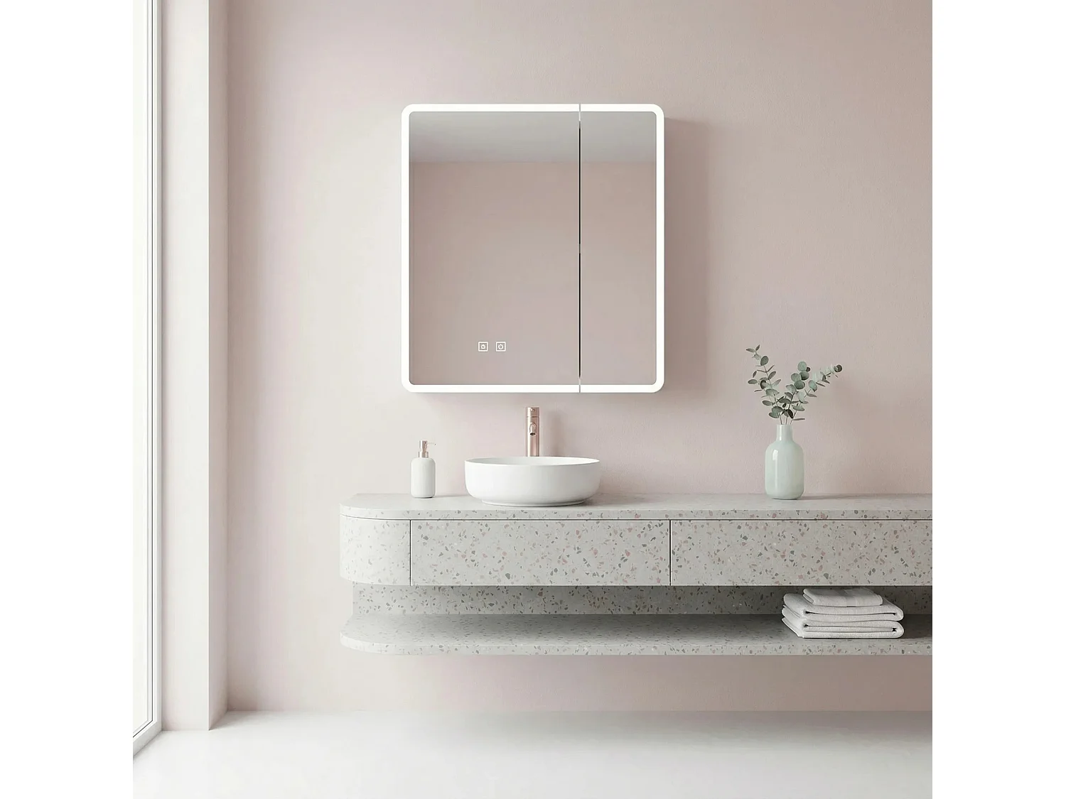 Armoire À Miroir Rea M1011-60 60X70 Led White