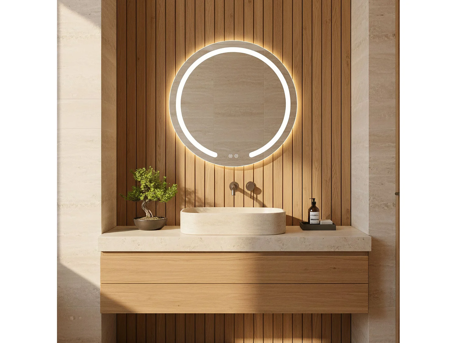 Rea Modern LED-spejl gennemsigtig, 2,5X50X50CM