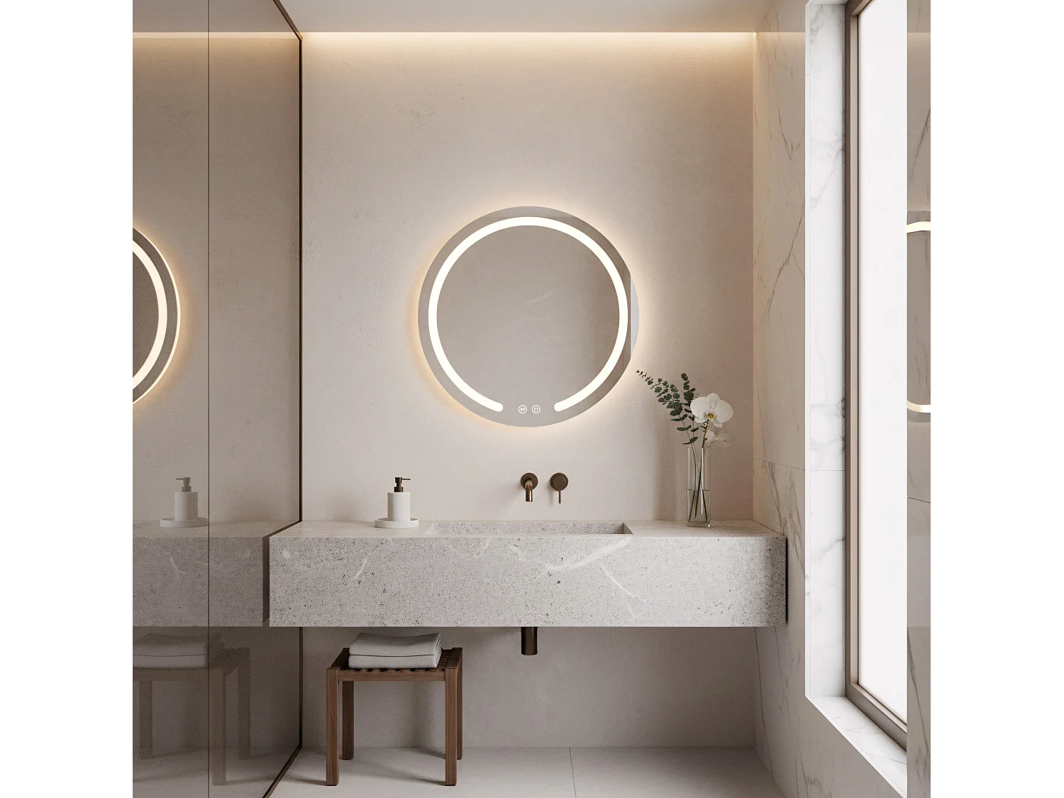 Rea Modern LED-spejl gennemsigtig, 2,5X50X50CM