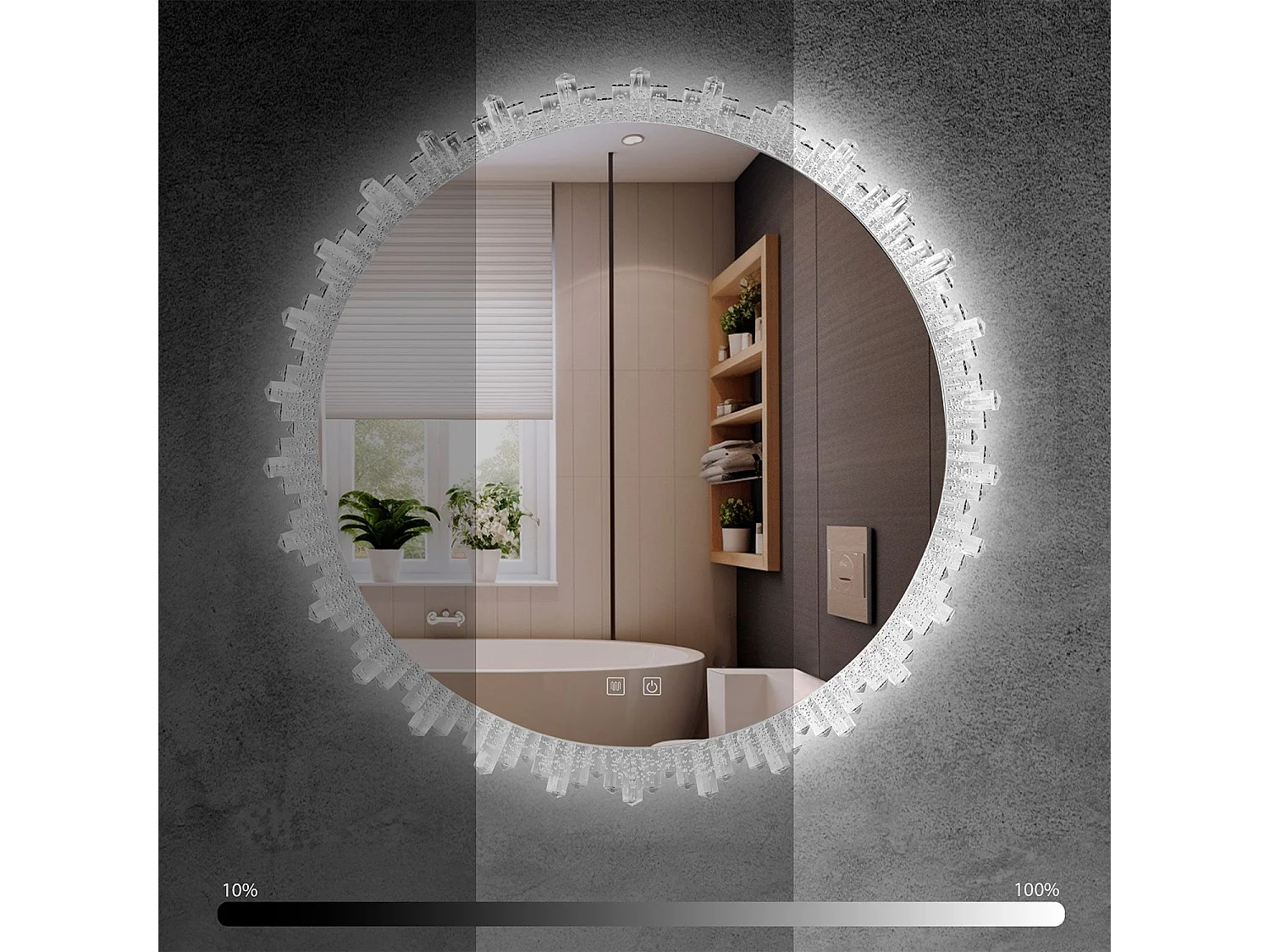 Rea Led X013 LED-spejl gennemsigtig, 80X80X80CM