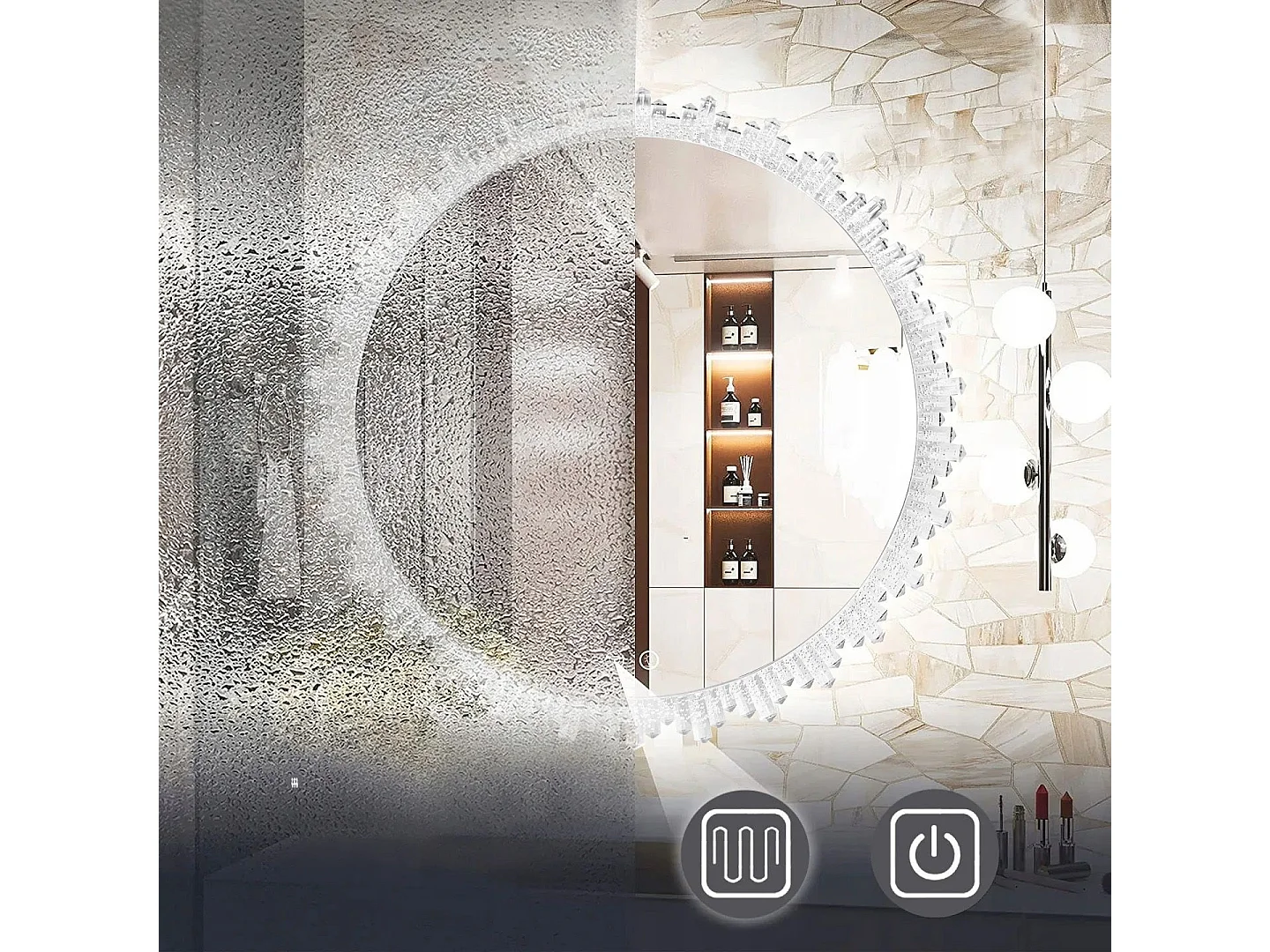 Rea Led X013 LED-spejl gennemsigtig, 80X80X80CM