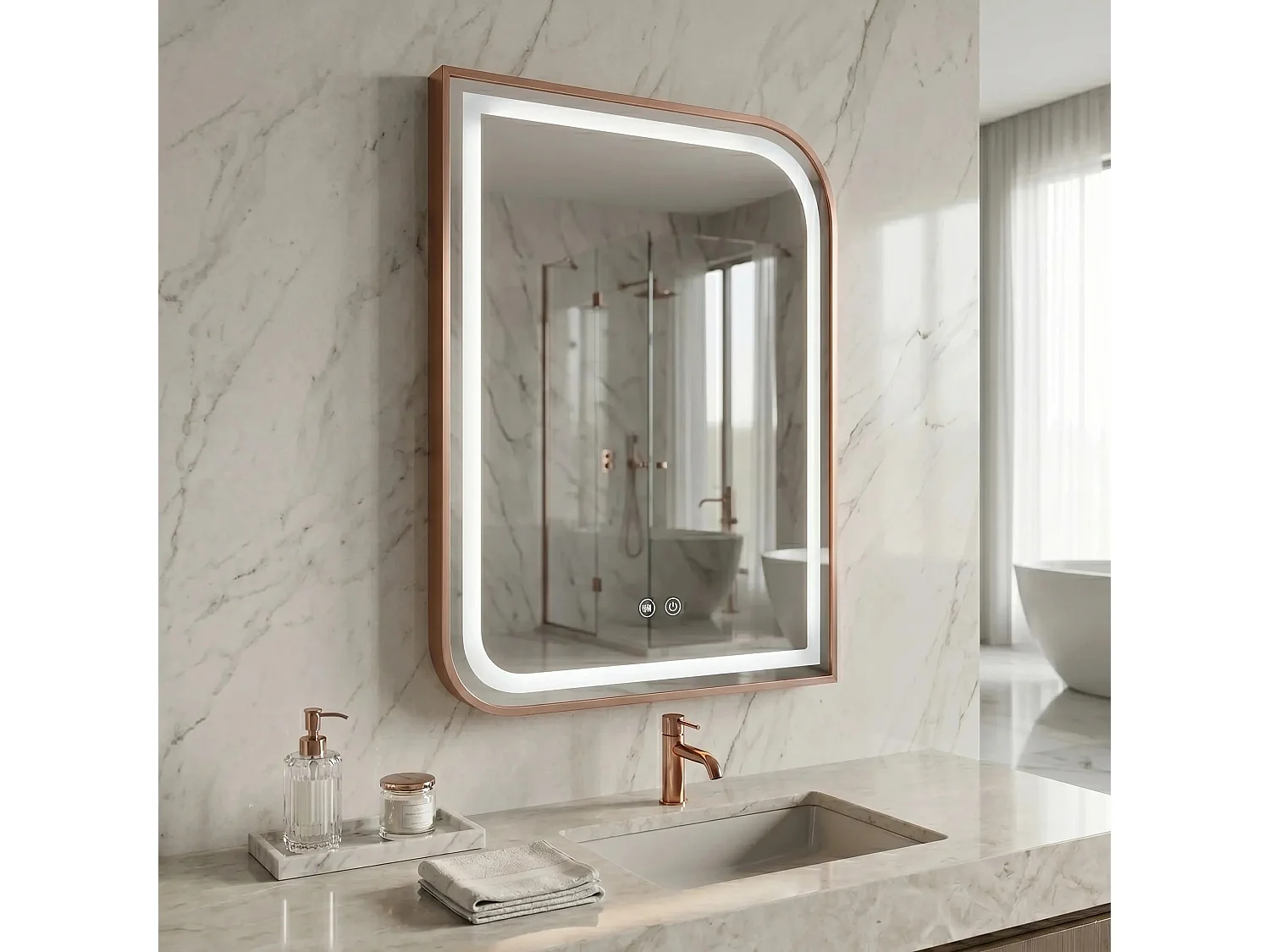 Spiegel Rea Zone 70X50 Led Brush Rose Gold